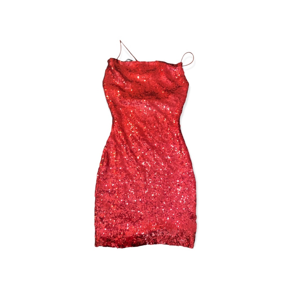 Shiny red sequin mini dress party dress